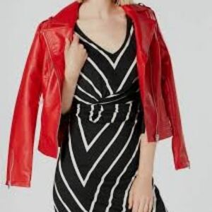 Inc black faux wraparound dress slimming black white dress  3/4 sleeve